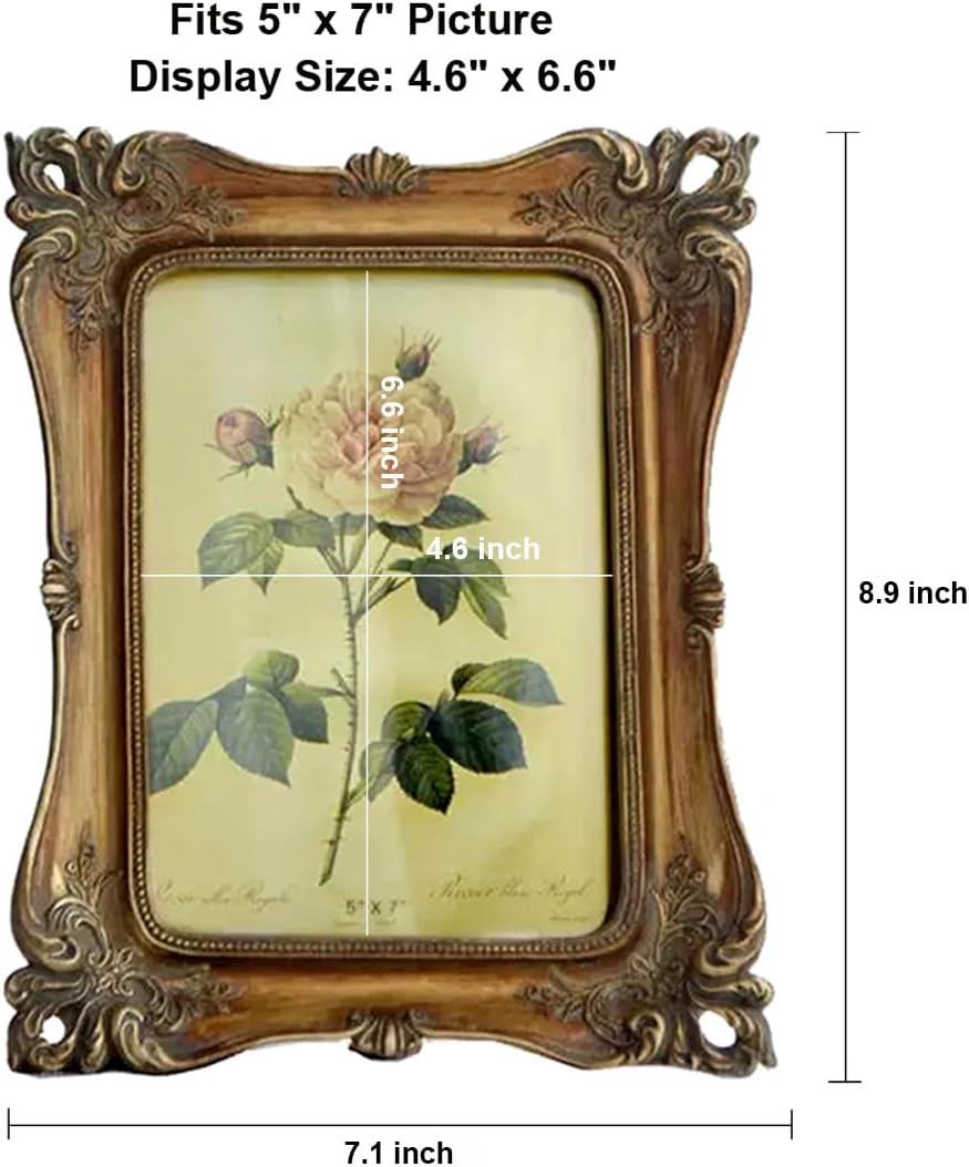 CISOO 5x7 Antique Vintage Picture Frame Bronze Gold Ornate Table Wall Decor