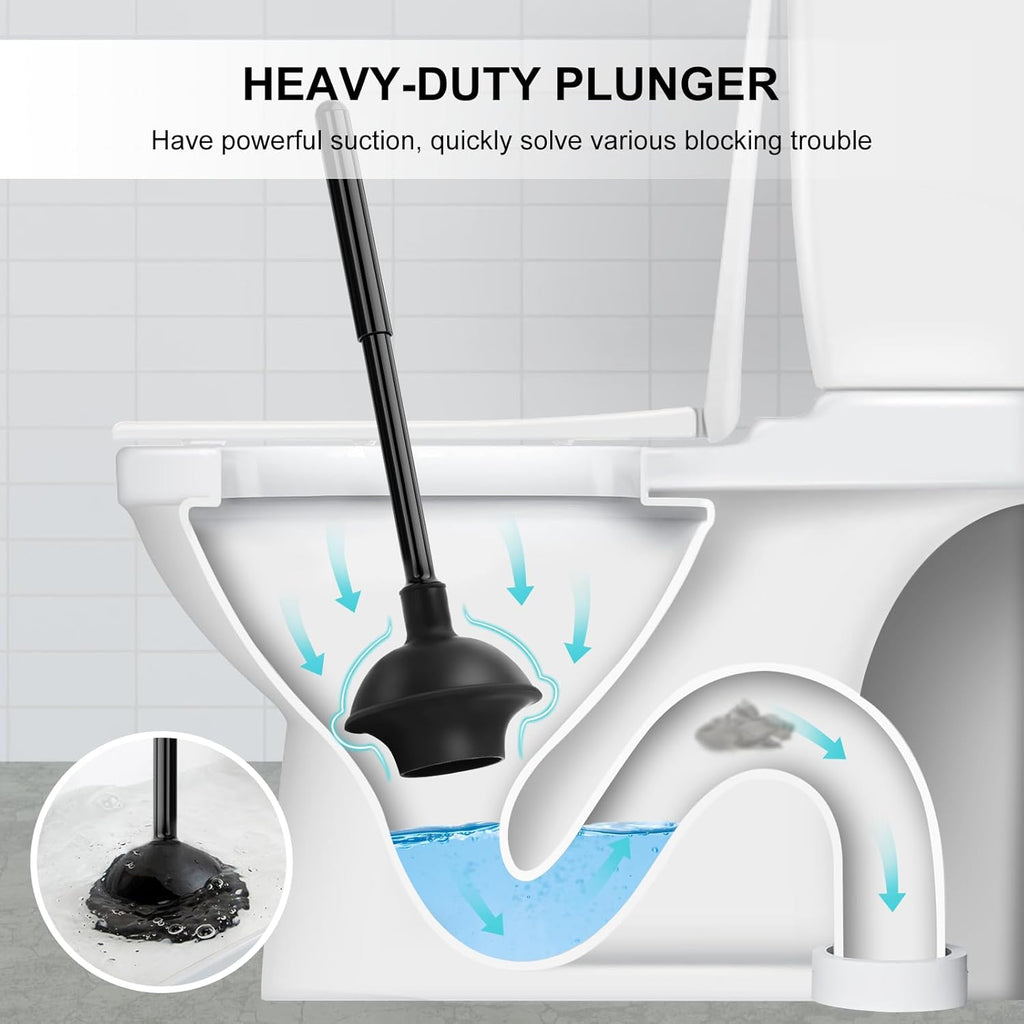 SetSail Toilet Brush and Plunger Set, Semi-Hidden Toilet Plungers, Black