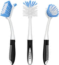 SetSail 3 Pack Dish Brush Set, Long Handle Kitchen Scrub Brush(Black Blue)