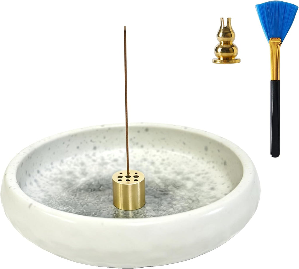 6 Inch Japanese Incense Holder for Stick,Ceramic Handmade White