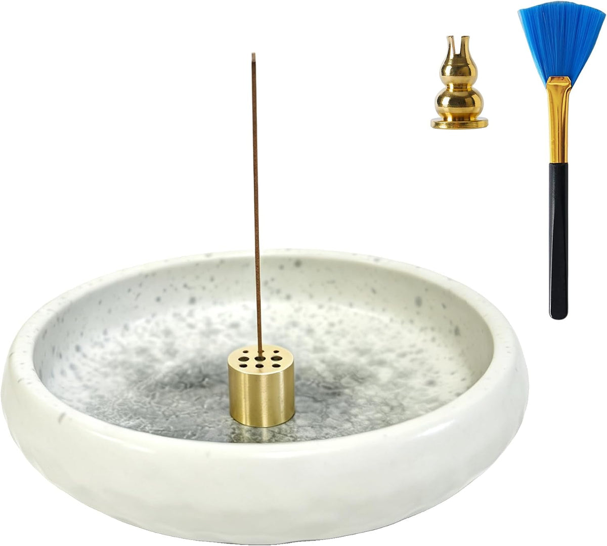 6 Inch Japanese Incense Holder for Stick,Ceramic Handmade White