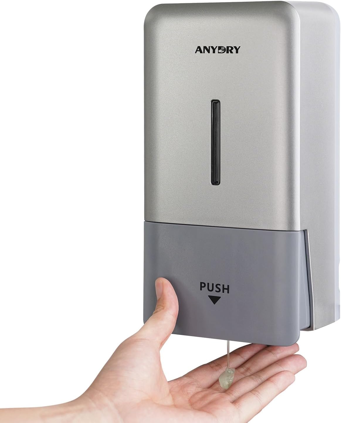 anydry Liquid Hand Soap Dispenser Wall Mounted 27oz Large Capacity Silver