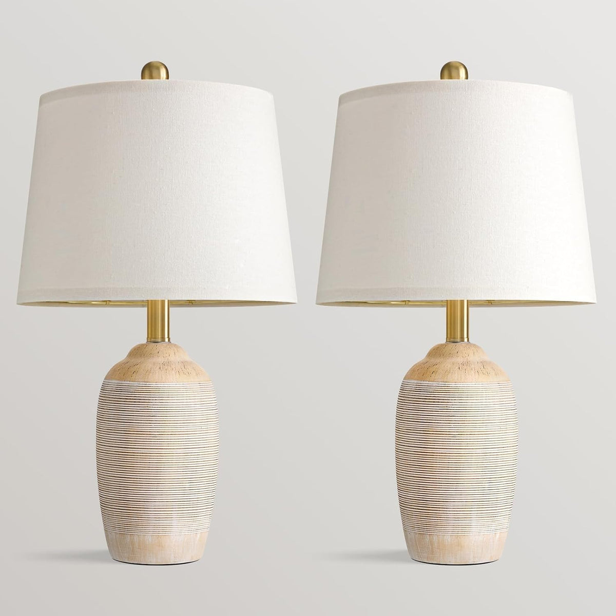 USumkky 21" Vintage Ceramic Table Lamps Set of 2 for Bedroom Rustic Cream