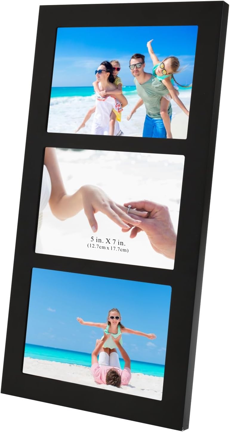 Collage Picture Frame Black Wood 5x7 3-Opening 1 Pack