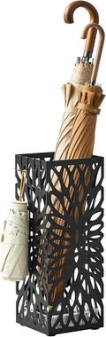 SONGMICS Umbrella Stand, Steel Square, Detachable Drip Tray, 4 Hooks