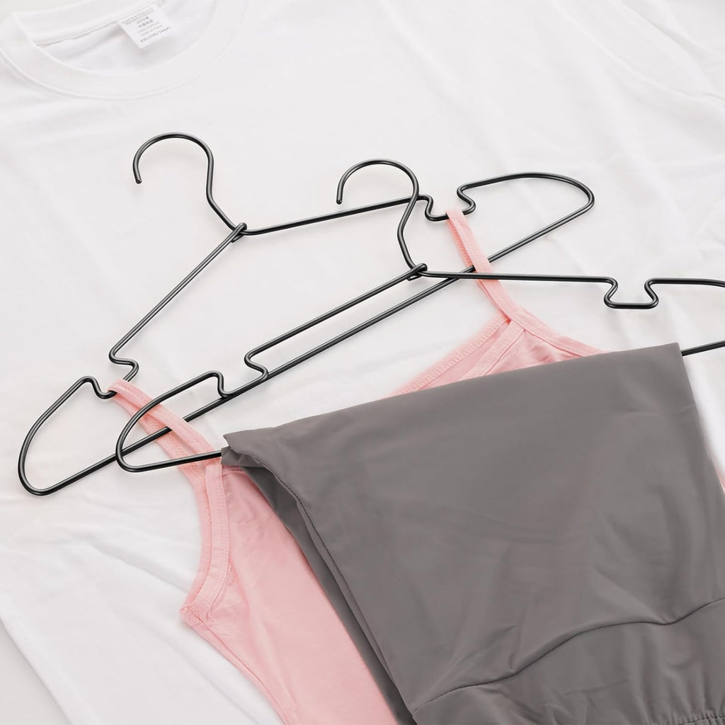 30 Pack Black Aluminum Hangers, 16.5 Inch Non-Slip Metal Clothes Hangers, Lightweight Sturdy and Bulk Space-Saving Hangers for Pants, Skirt, Shirt, Dress, Tie