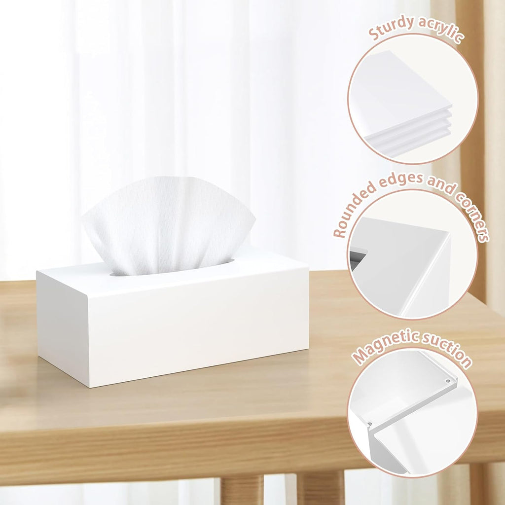 SILUT Matte White Rectangle Acrylic Tissue Box Cover