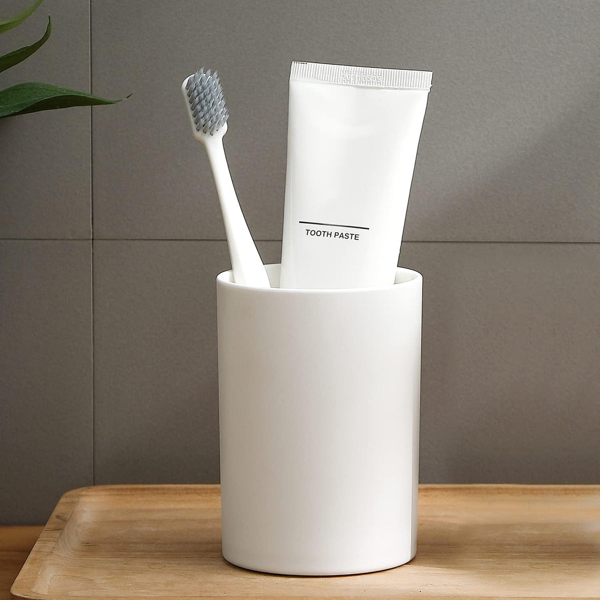 Bathroom Tumbler 10.5oz Reusable Unbreakable Toothbrush Cup 300ml - Mouthwash Plastic Easy to Clean Toothbrush Holder - Adequate for Your Bathroom (PP 1PC, White)