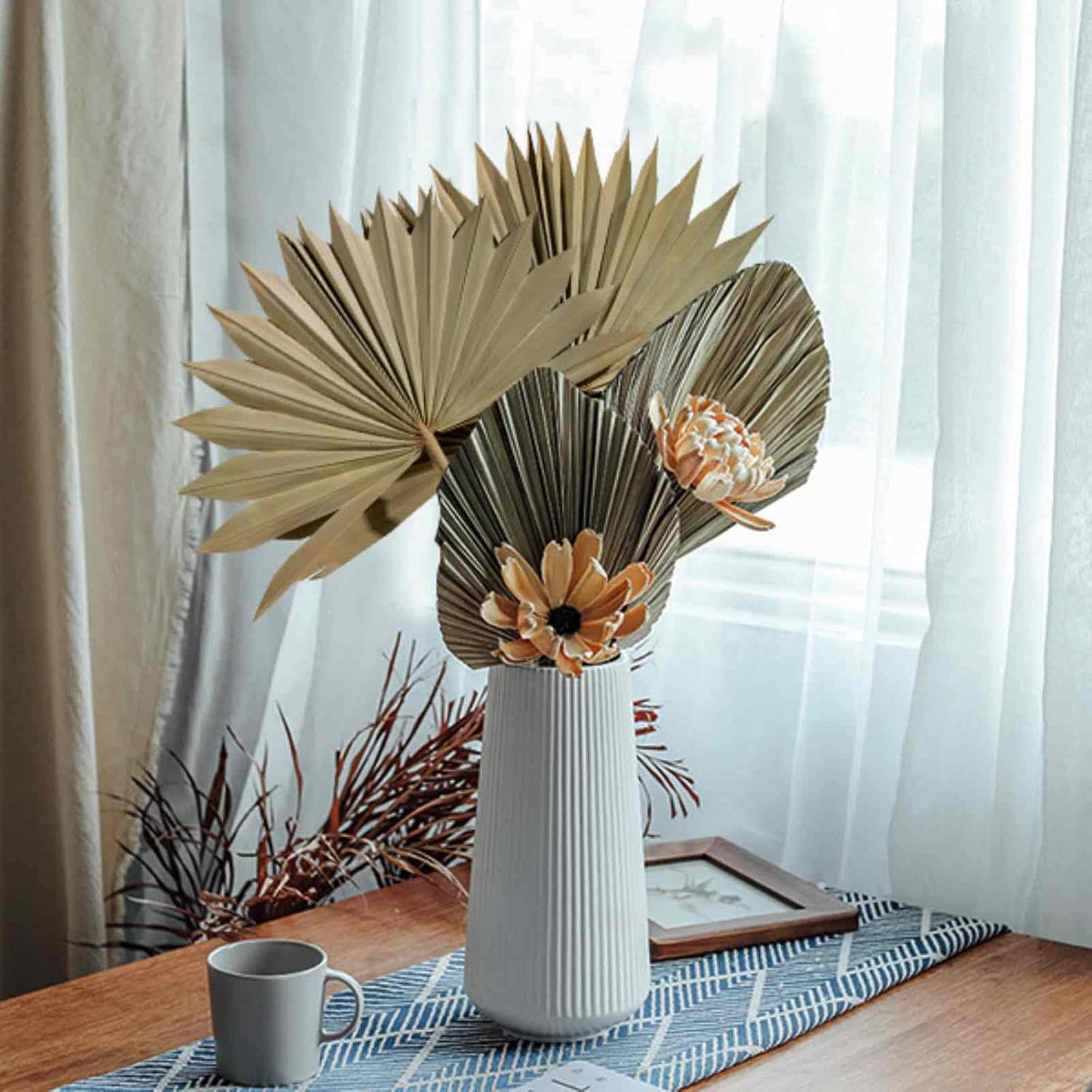 Natural Large Dried Palm Leaves-4 pcs Real Plants Palm Leaves, Sun Palms, Dried Flowers for Boho Wedding Home Party Decor, Leaf Decor