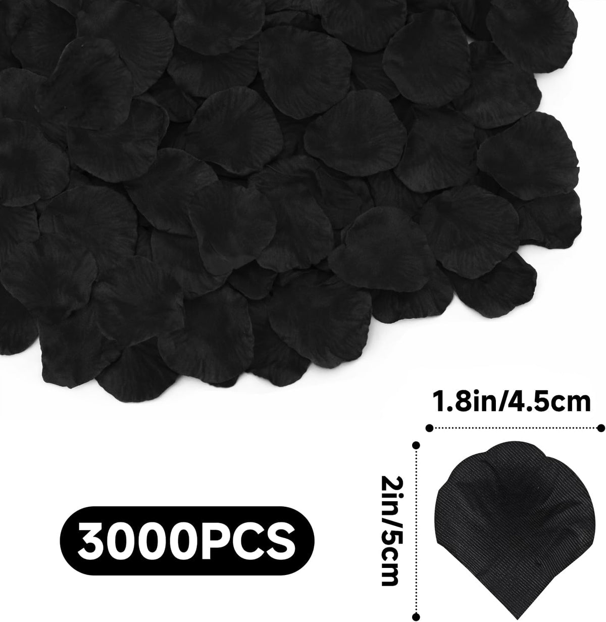Anwyll 3000Pcs Black Rose Petals - Artificial Faux Flowers Fake Rose Petals for Wedding Proposal Engagement Romantic Night Anniversary Valentine's Galentine's Day Decoration Home Room Party Decor