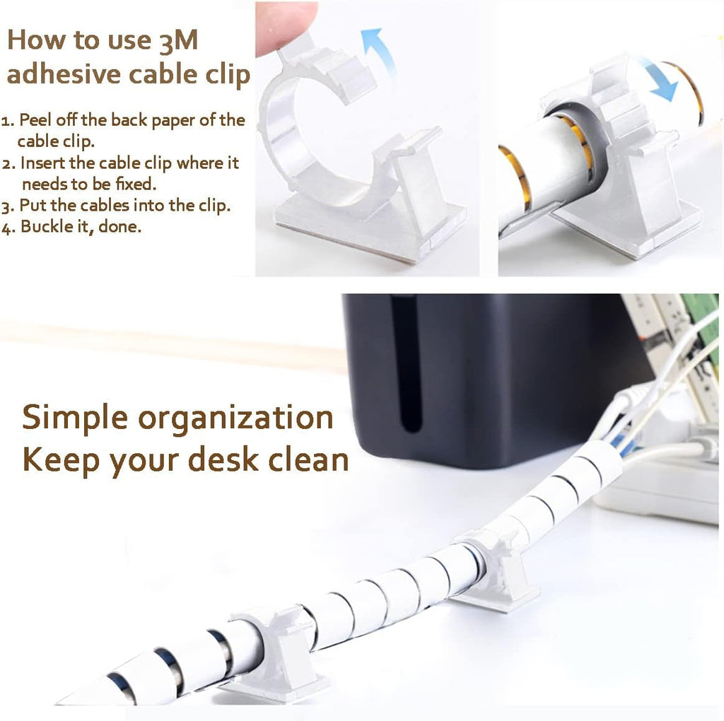 White Cable Management Sleeves 2 PCS Cord Protectors for USB Cable Power Audio Video Wire Cables - Protect Cats Dogs Pets from Chewing Cords