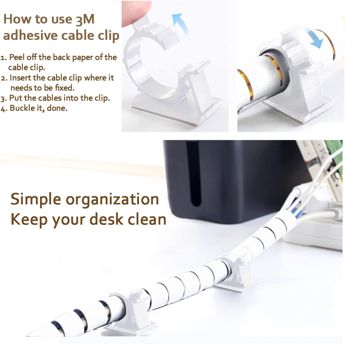 White Cable Management Sleeves 2 PCS Cord Protectors for USB Cable Power Audio Video Wire Cables - Protect Cats Dogs Pets from Chewing Cords