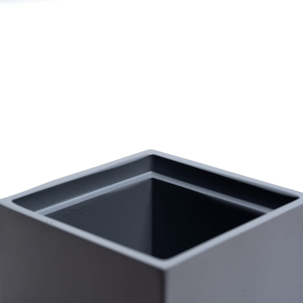 Cotton Swab Holder, Bathroom Resin Q Tips Holder with Lid Dispenser Storage Box Cosmetics Countertop Organizer Containers for Pads, Rounds - Matte Grey