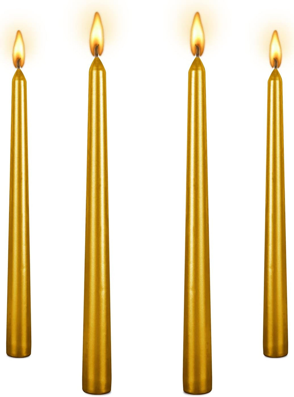 Kandelo 10 Inch Gold Tall Tapered Candles, Tasteless & Smokeless