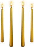 Kandelo 10 Inch Gold Tall Tapered Candles, Tasteless & Smokeless