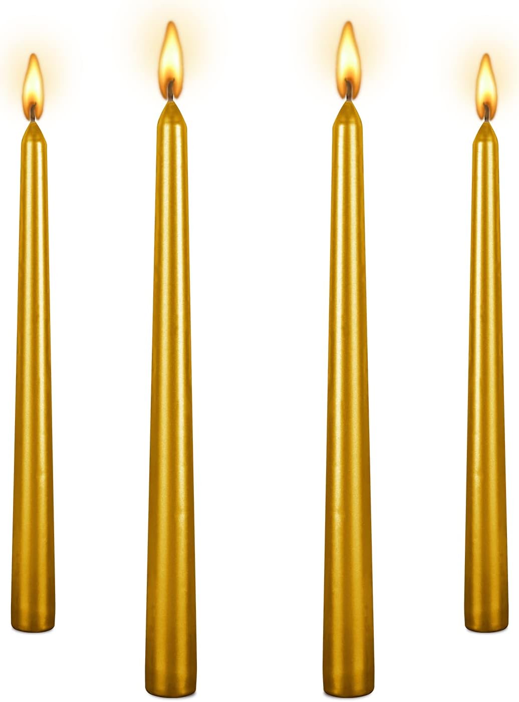 Kandelo 10 Inch Gold Tall Tapered Candles, Tasteless & Smokeless
