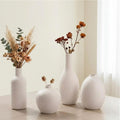 Ceramic Vase Set of 4 – Modern Farmhouse Decorative Vases for Home Decor, Minimalist Matte Pottery Vases for Flowers, Pampas Grass, Table Centerpiece, Mantel, Shelf & Entryway (Beige)
