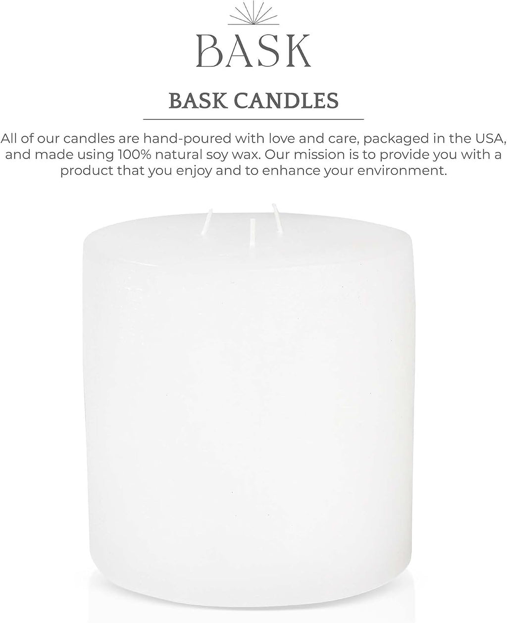 Bask Large Mottled Pillar Candles - Unscented - 6-Inch Diameter for Extra-Wide Holders - 3-Wick Candles for Home and Events - White