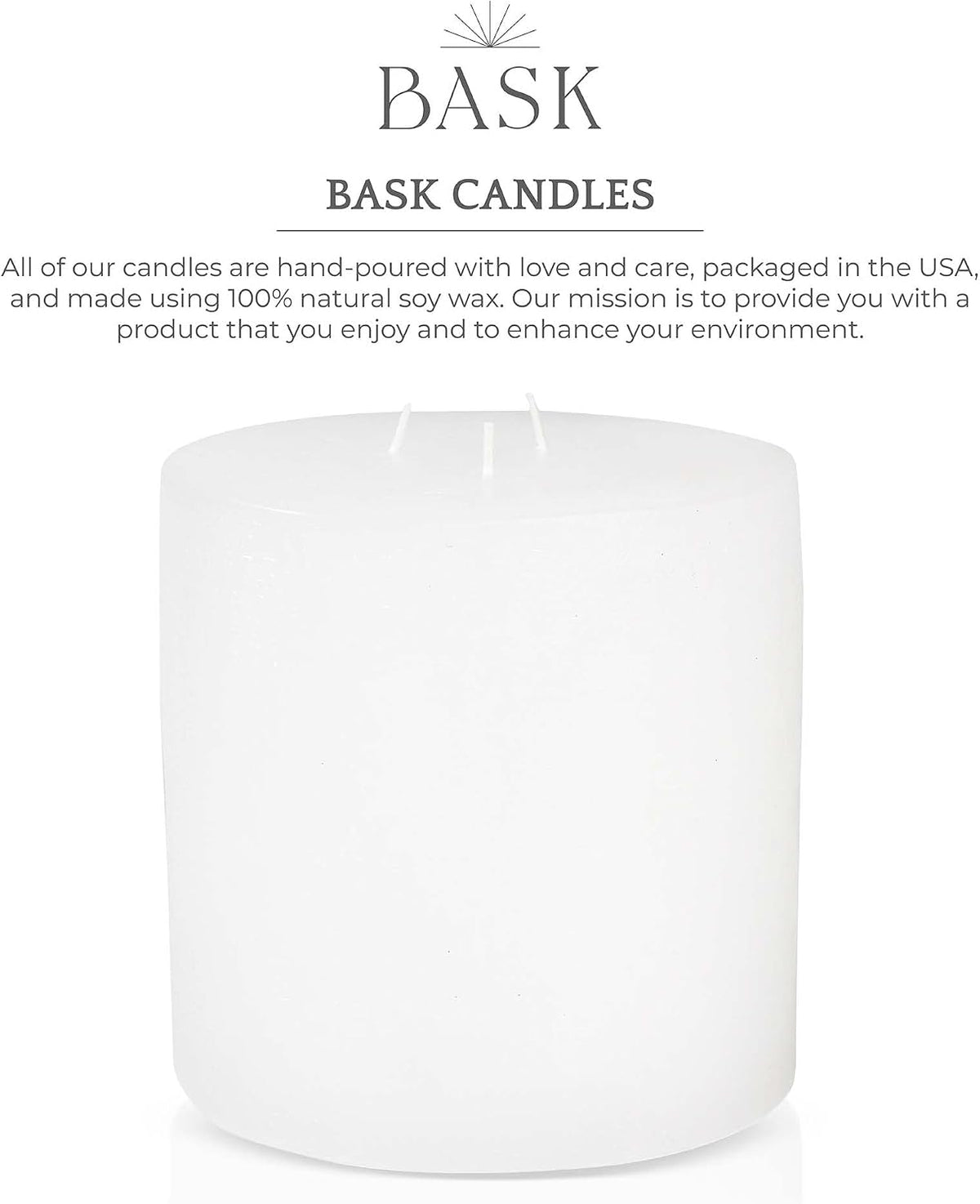 Bask Large Mottled Pillar Candles - Unscented - 6-Inch Diameter for Extra-Wide Holders - 3-Wick Candles for Home and Events - White