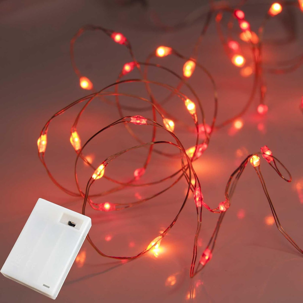QBIS Christmas Lights Battery Operated, Red & Orange, 40 Micro LEDs 6.5ft
