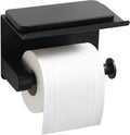BGL Toilet Paper Holder with Shelf, Matte Black Rustproof Adhesive or Drill Installation Fits Mega Rolls Bathroom Tissue Holder