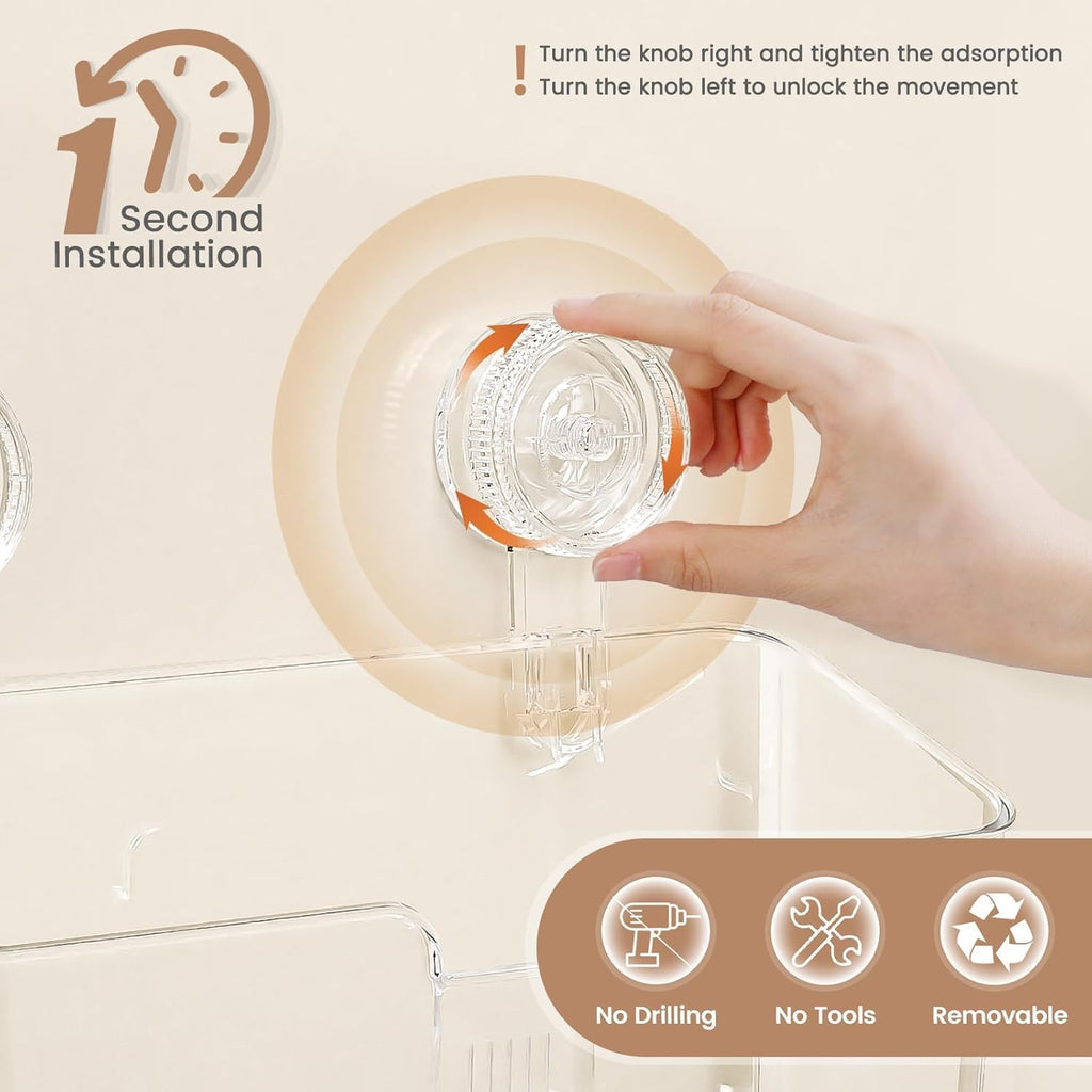 LUXEAR Suction Cup Shower Caddy Clear - 3 Set