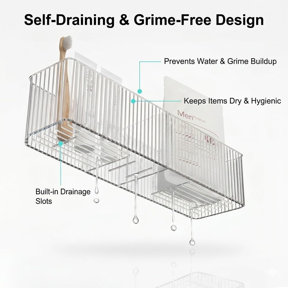 Slim Narrow Wall Mount Bathroom Shelf Organizer, 2.3" Deep, 2 Pack