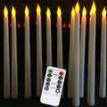 Pack of 12 Remote Flameless LED Taper Candles with Yellow Flickering Light,Realistic Plastic 11 inch Long White Battery Operated Candlestick for Halloween Christmas