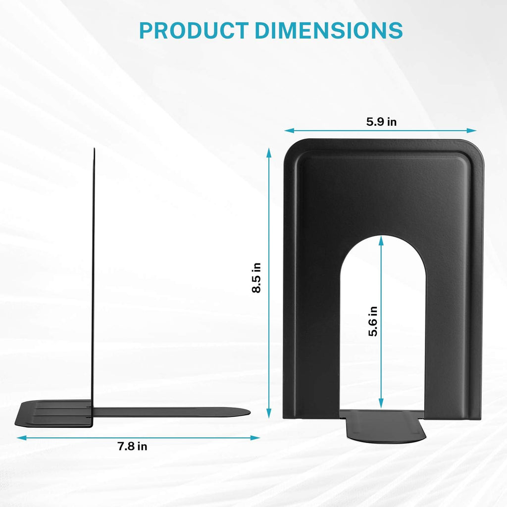 MaxGear 8.5 in Extra Large Heavy Duty Metal Book Ends, Bookends for Shelves