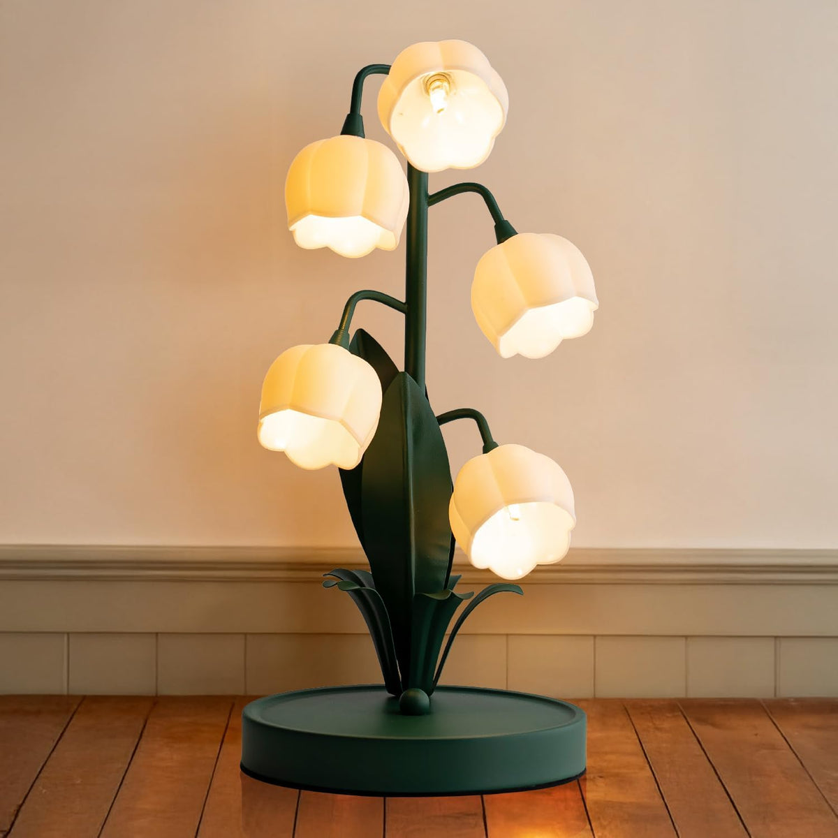 WERFOP Vintage Lily of the Valley Flower Table Lamp