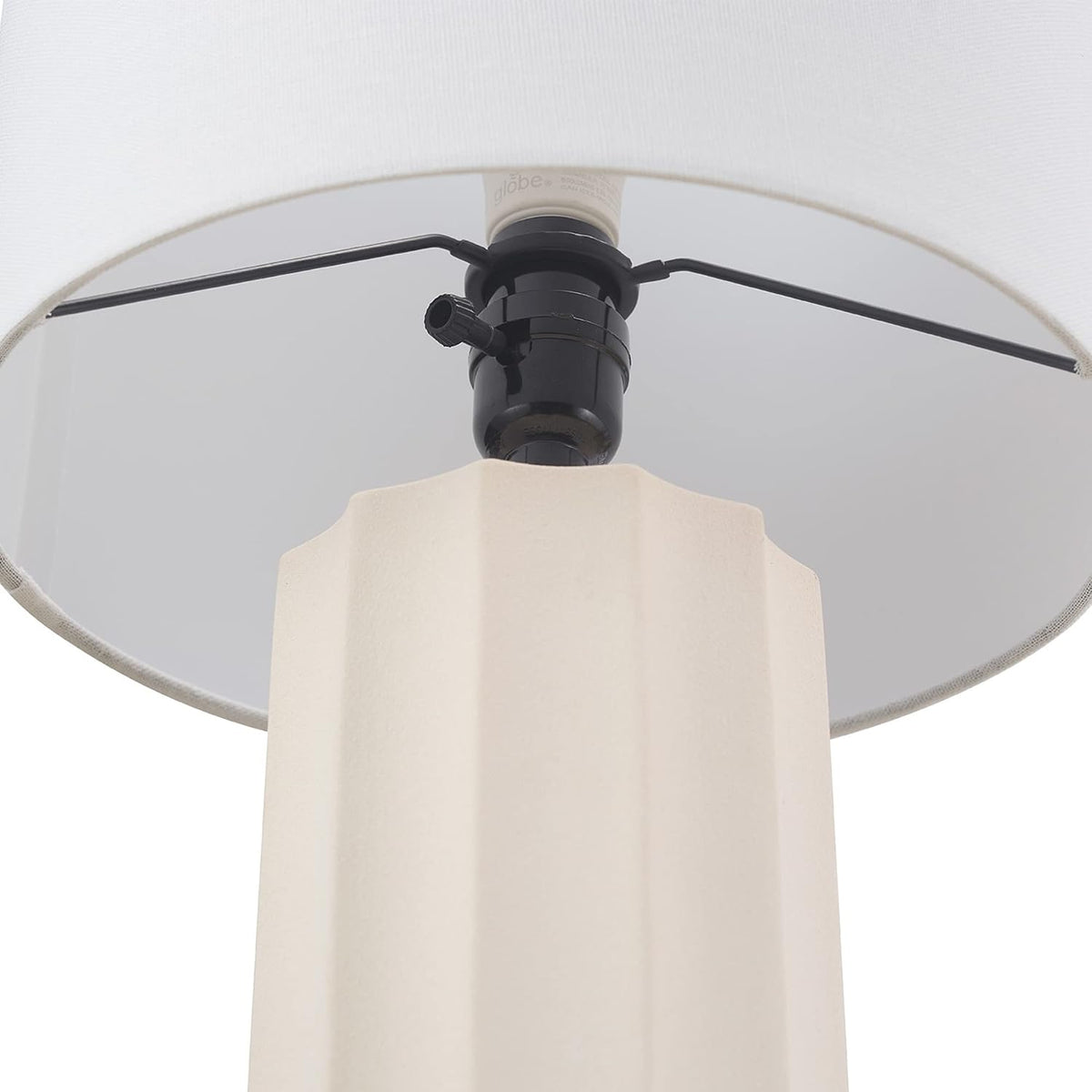 Globe Electric 20" Ribbed Concrete Finish Table Lamp with White Linen Shade