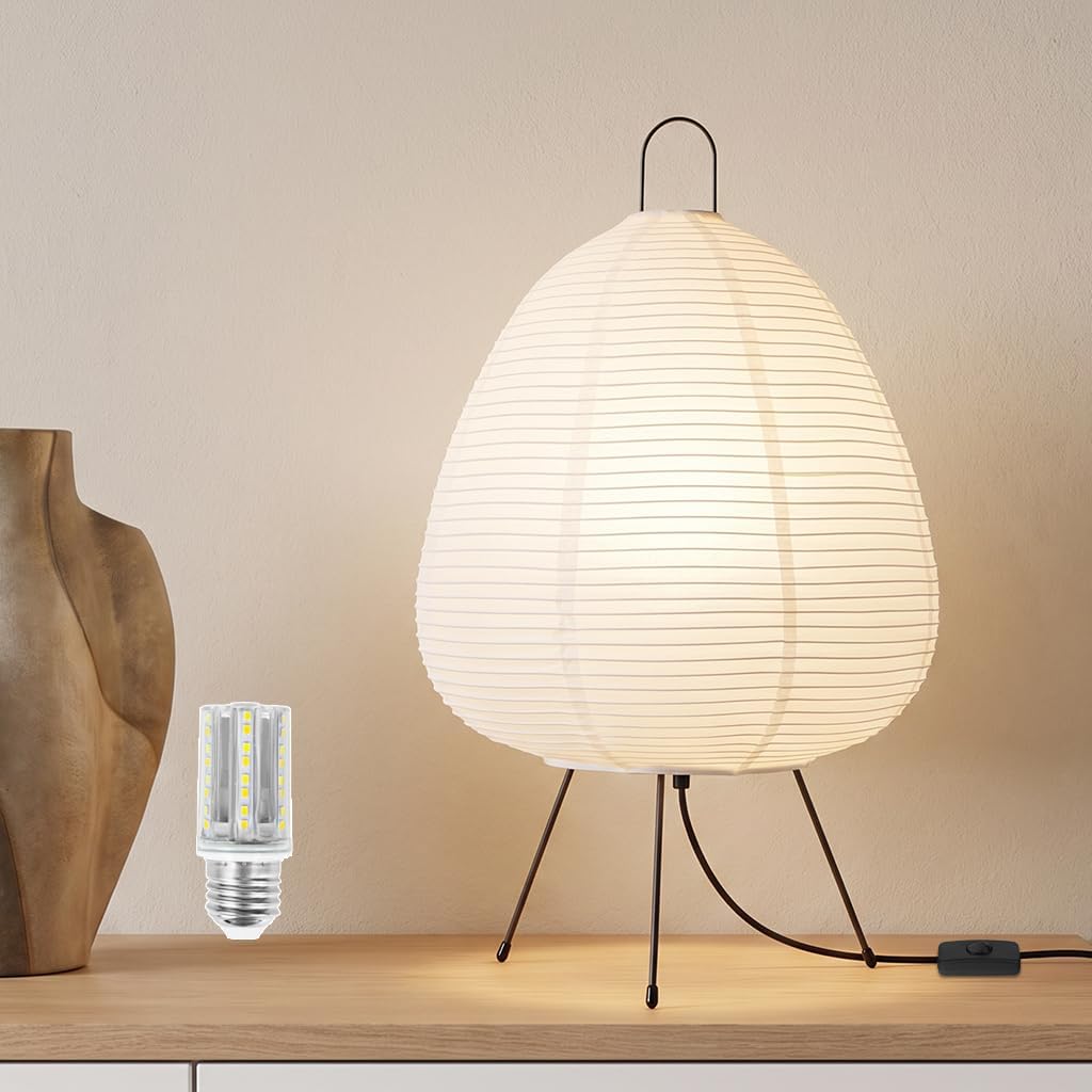 Rice Paper Lamp,Japanese Lamp,3 Color Temperature Bulb Included,12W