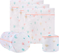 Durable Mesh Zipper Laundry Bags Machine Wash, 5-Piece Tree Print