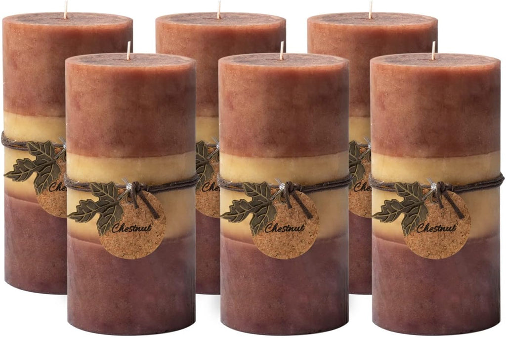 Royal Imports Fall Candles 6" Brown Ombre Pillar Candles Set of 6