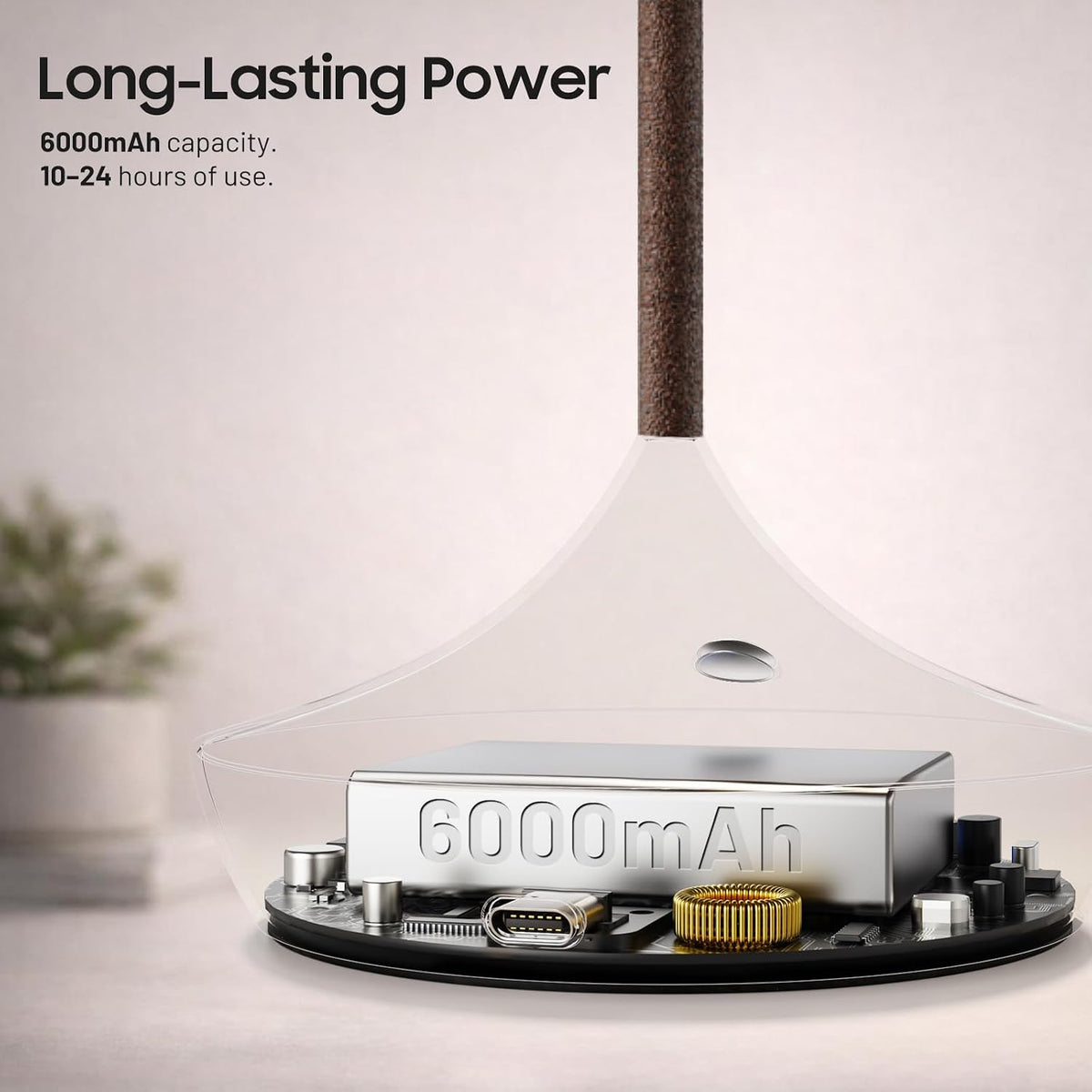 2 Pack Cordless Table Lamp, Rechargeable 6000mAh Battery Table Light
