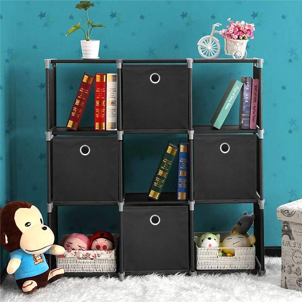 Fabric Cubes Storage Bins Black 11x11x11 In Cube Storage Boxes with Gromment Foldable Cloth Decorative Storage Cube Baskets Cubicle Cube Inserts Storage Drawer for Organizer Shelves ,QY-SC18-6