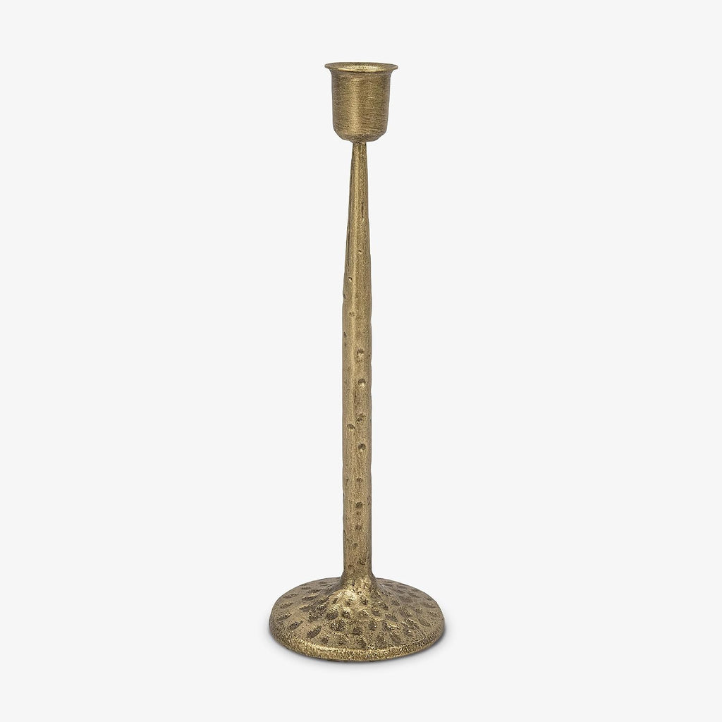 Luminara - Taper Candle Holder Compatible with Luminara Flickering Moving Flame Battery Operated Taper Candles Décor & Gift - Elegant Wrought Iron, Antique Brass (3.1” x 10.25”)