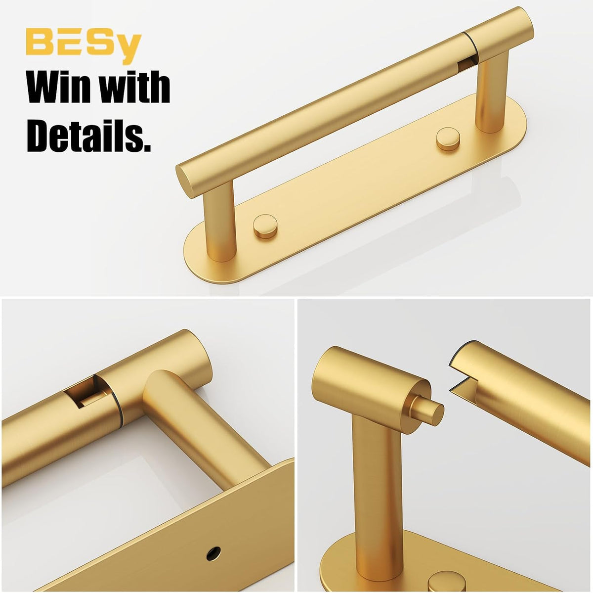 BESy Toilet Paper Holder, Bathroom Tissue Holder Wall Mount Brushed Gold