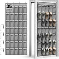 WVM Over the Door Shoe Organizer with 35 Breathable Mesh Pockets, Hanging Shoe Organizer for Door with 4 Metal Hooks, Large Capacity Closet Storage for Shoes, Accessories, Grey