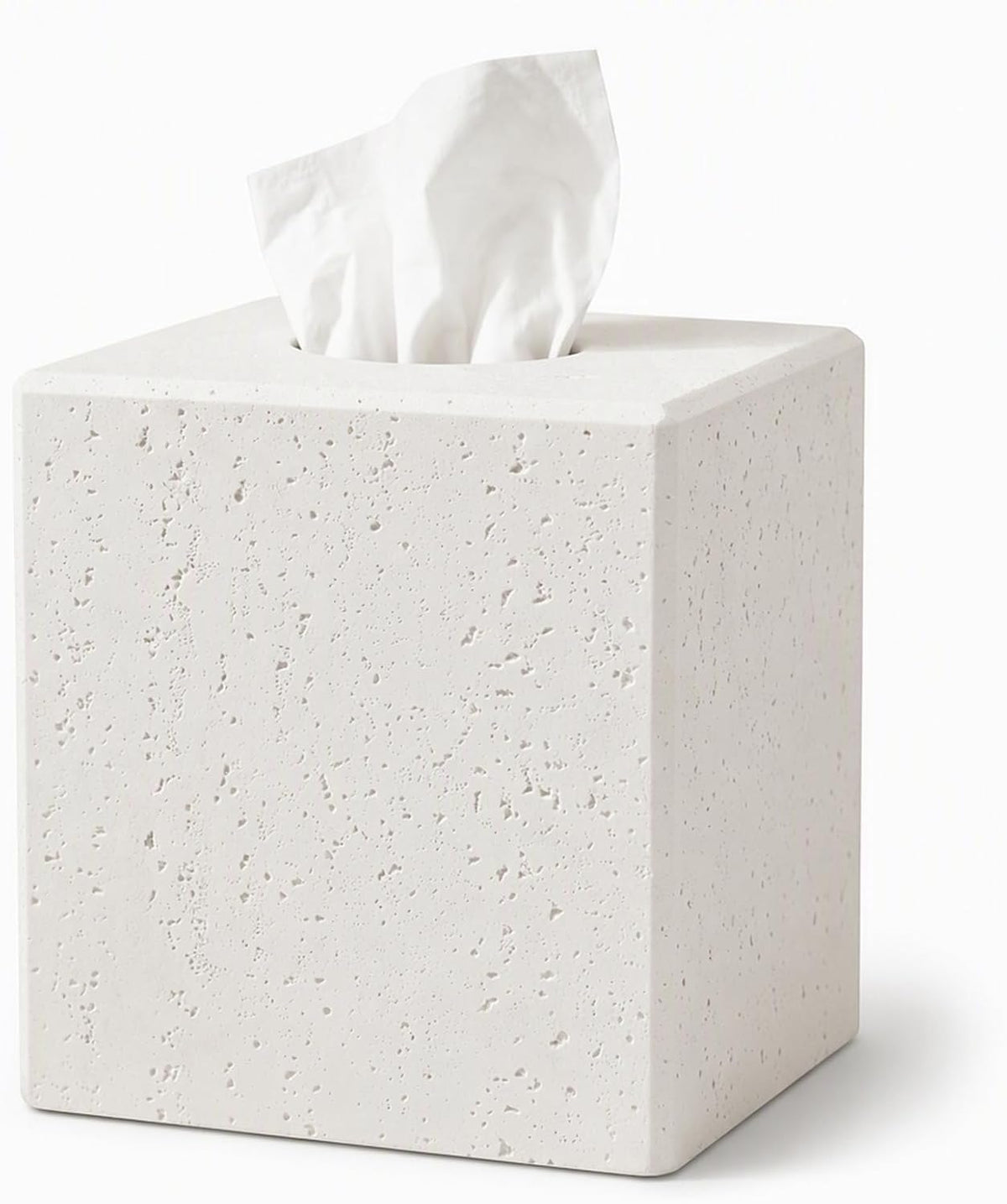 Ivory Tissue Box Cover, Square Decorative Holder with Magnetic Base