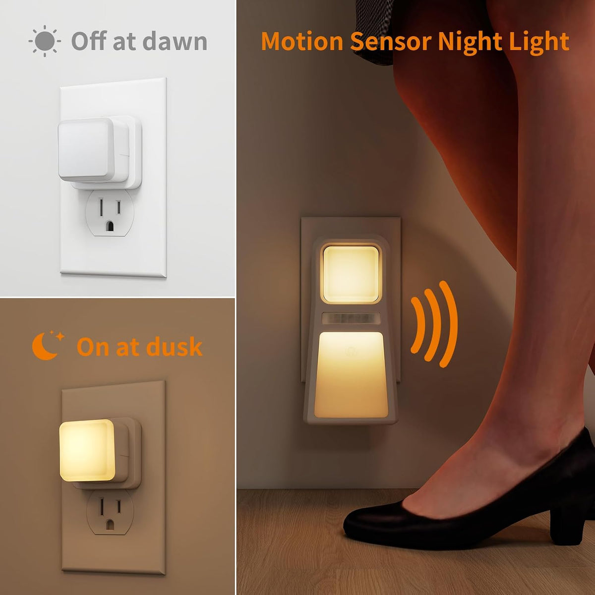 Dawnrise 3 Pack 5-in-1 Power Failure Night Lights, Wireless Charging