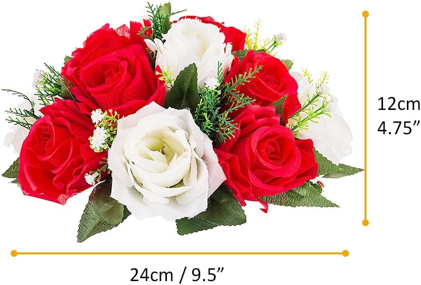 10Pcs Artificial Rose Balls for Centerpieces (Red & White)