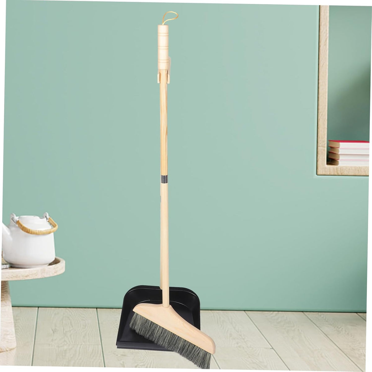 Mobestech Broom and Dustpan Set Long Handle Household Brooms and Dustpans Sets for Home Indoor Outdoor Cleaning Office Garage Lobby Workshop Lightweight Ergonomic Grip