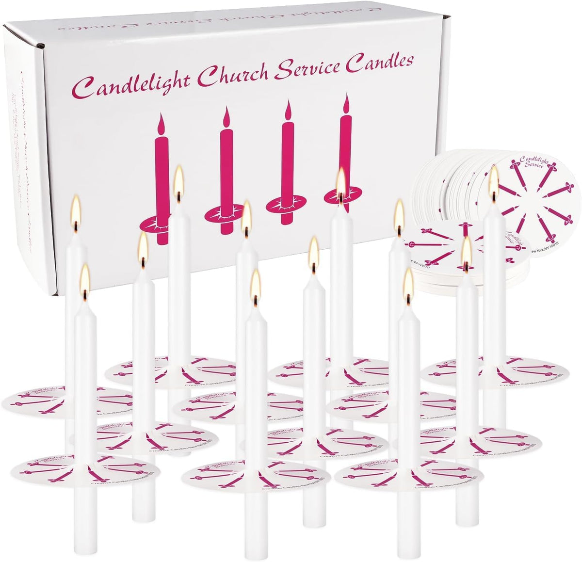 Onebird 200 White Taper Candles, Smokeless and Odorless, Handheld Drip Guard, 0.5 inch x 5 inch, Church for Prayers, Vigils, Memorial Services, Religion