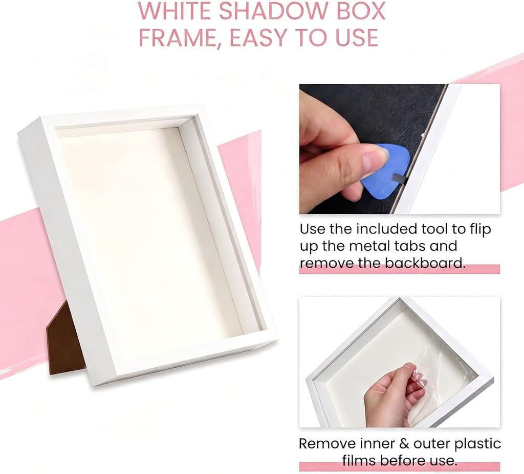 4 Pack Shadow Box Frame, 8"x10" Wood Shadow Boxes Display Cases