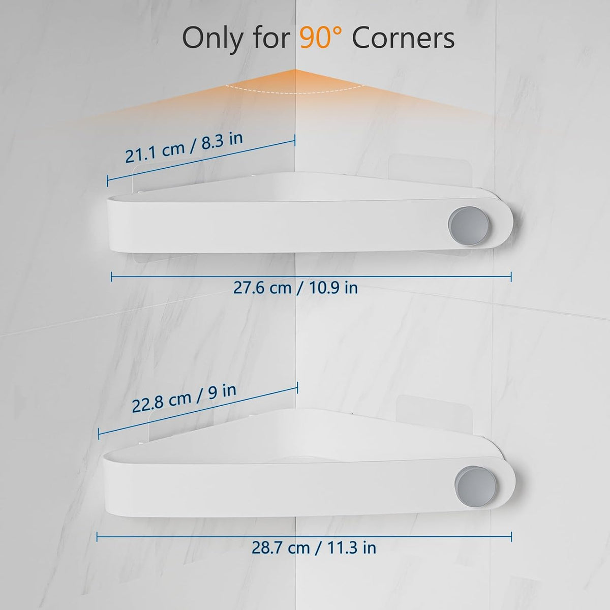 Sotfamily Plastic Shower Caddy Corner (for 90° Only), 2 Pack, White