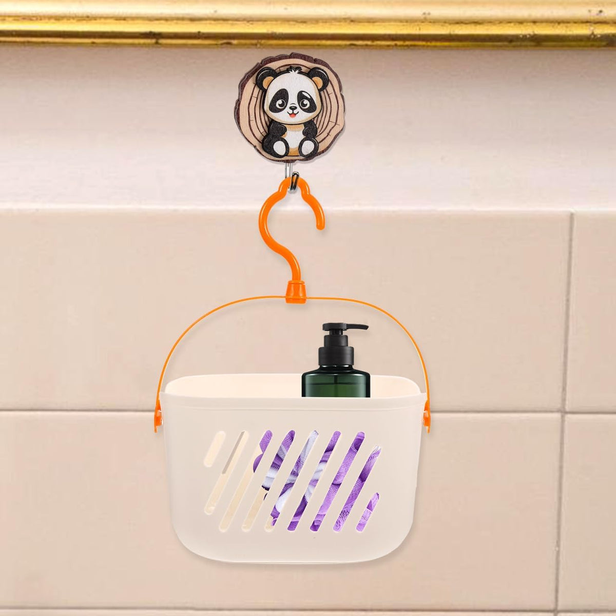 Angoily Small Shower Caddy, Plastic Hanging Basket for Shower with Hook