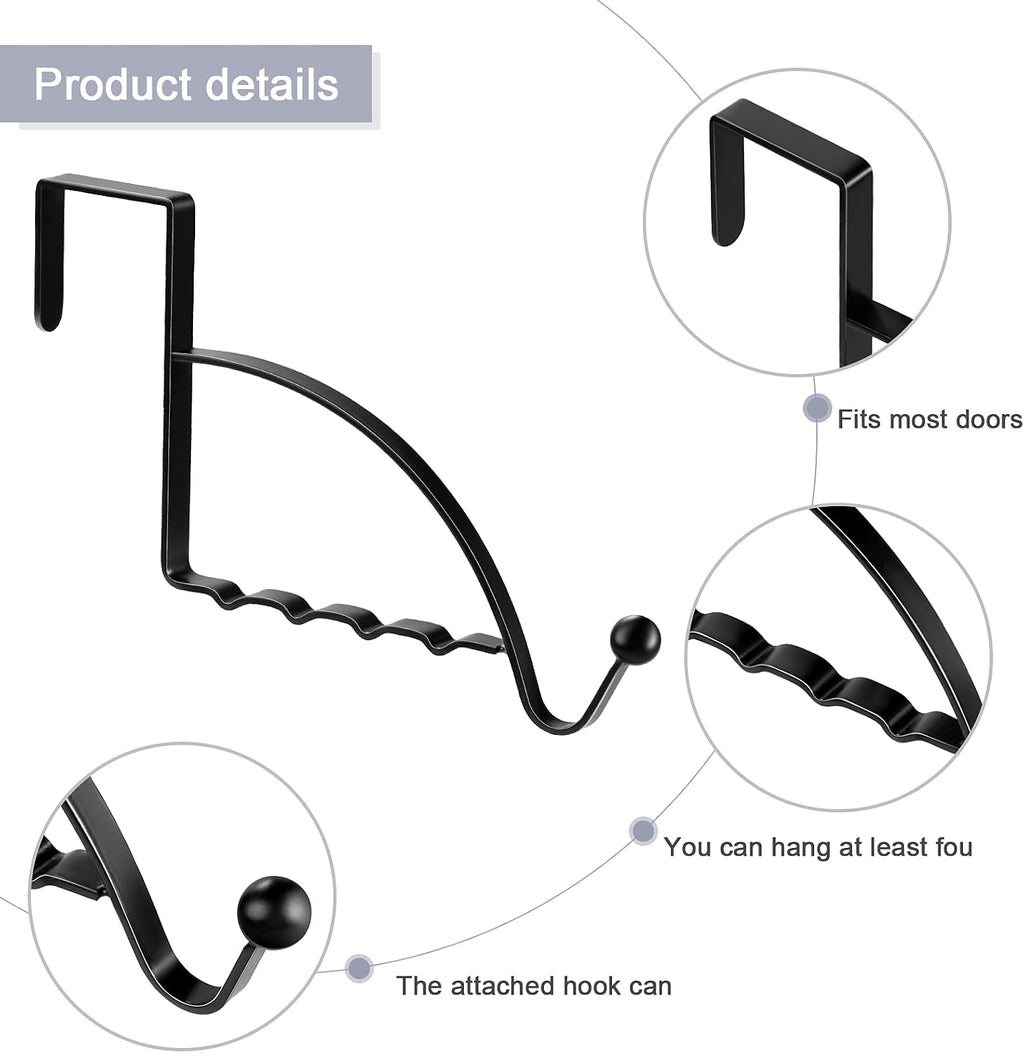 Hotop 2 Pcs Metal Over The Door Hooks, Clothes Hanger, Black