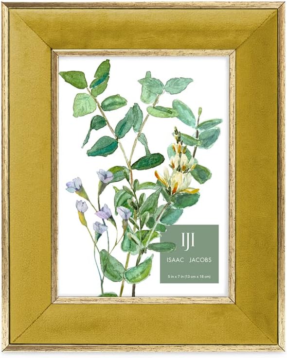 Isaac Jacobs 5x7 Mustard Velvet Picture Frame w/Metallic Gold Double Border