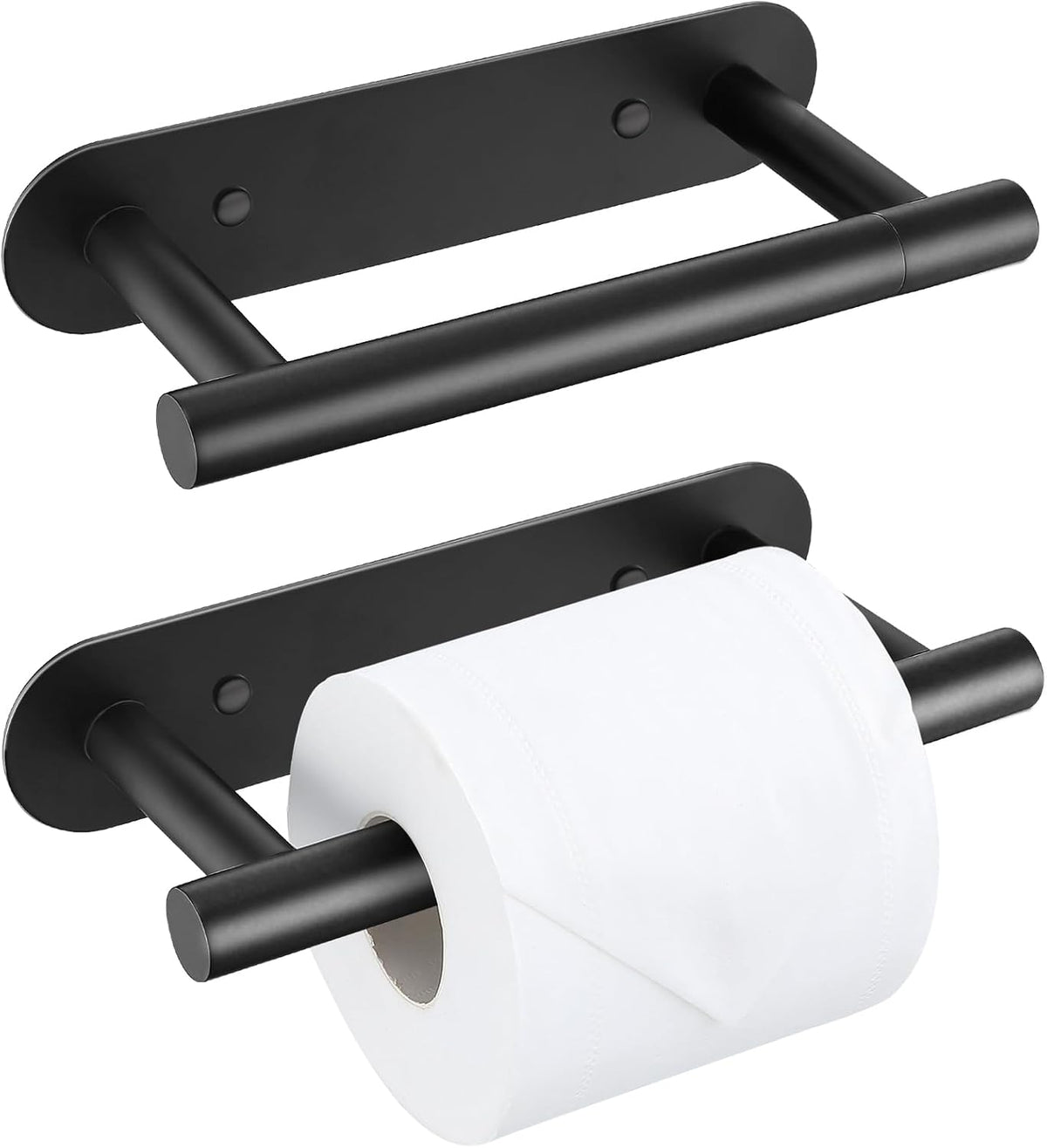 2 Picecs Matte Black Toilet Roll Paper Holder Wall Mount for Bathroom